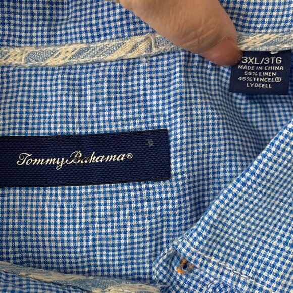 Tommy Bahama Mens Blue Button-Up Shirt Long Sleeve 3XL Linen Tencel Blend - Picture 6 of 6